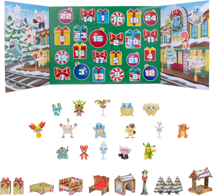 Pokémon PKW3623 - Battle Figure Adventskalender 2024, offizieller Pokémon Kalender mit 24 Überraschu