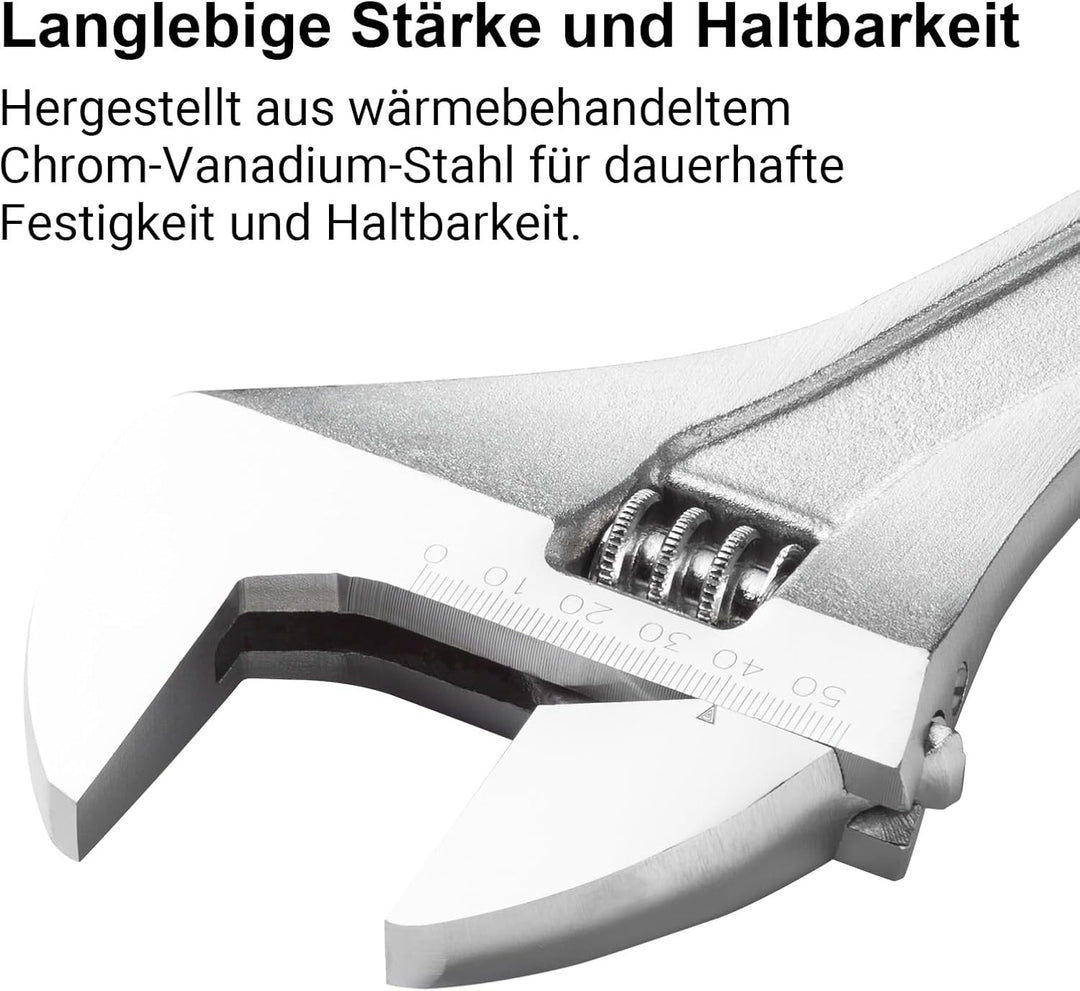 Jetech Verstellbarer Schraubenschlüssel 18" – Profi-Rollgabelschlüssel mit breiter Backenöffnung, 18