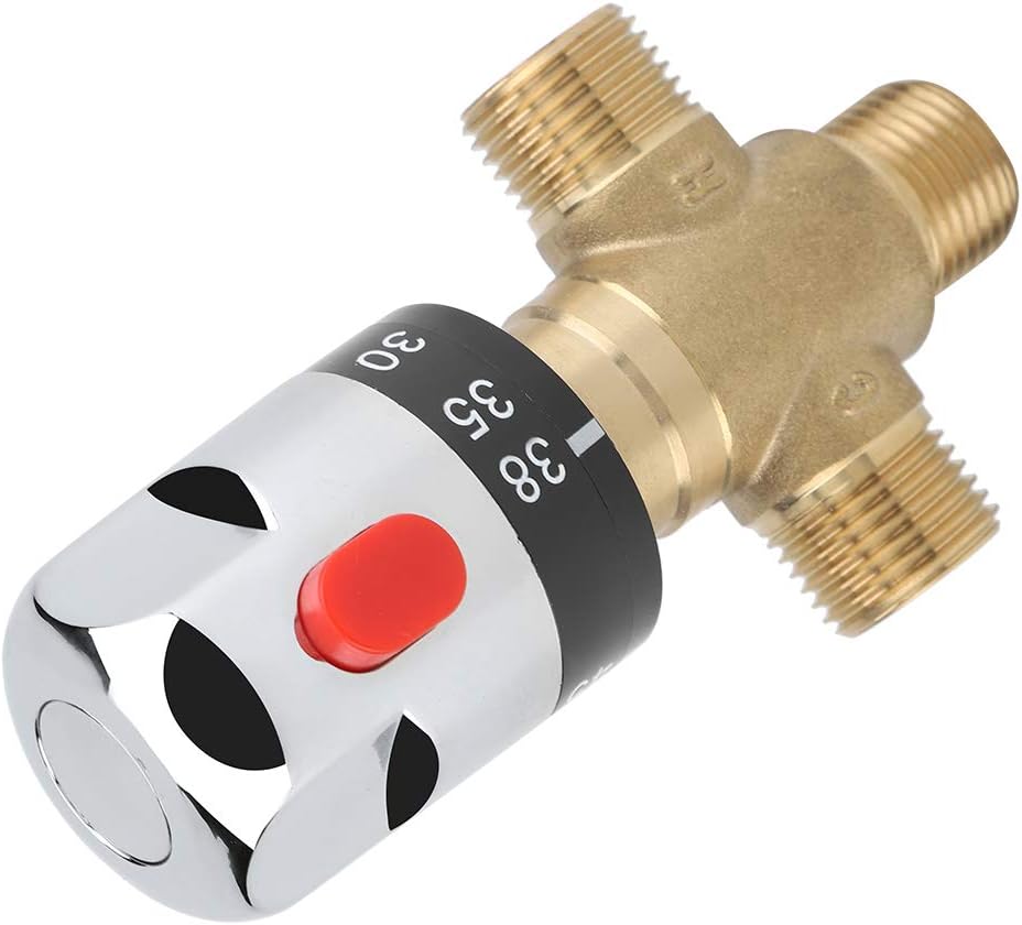 Baverta Thermostatisches Mischventil, Messing Thermostatsteuerungs Mischwasser Mischerventil, Dusche