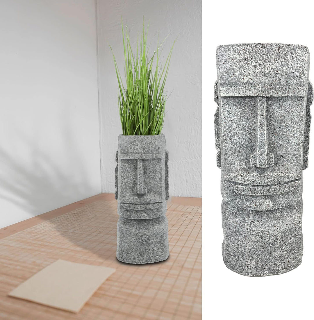 Cepewa Pflanztopf Moai Kopf │ Magnesia 20,5x46x20,5cm grau │ Blumentopf Pflanzgefäss Topf Übertopf (
