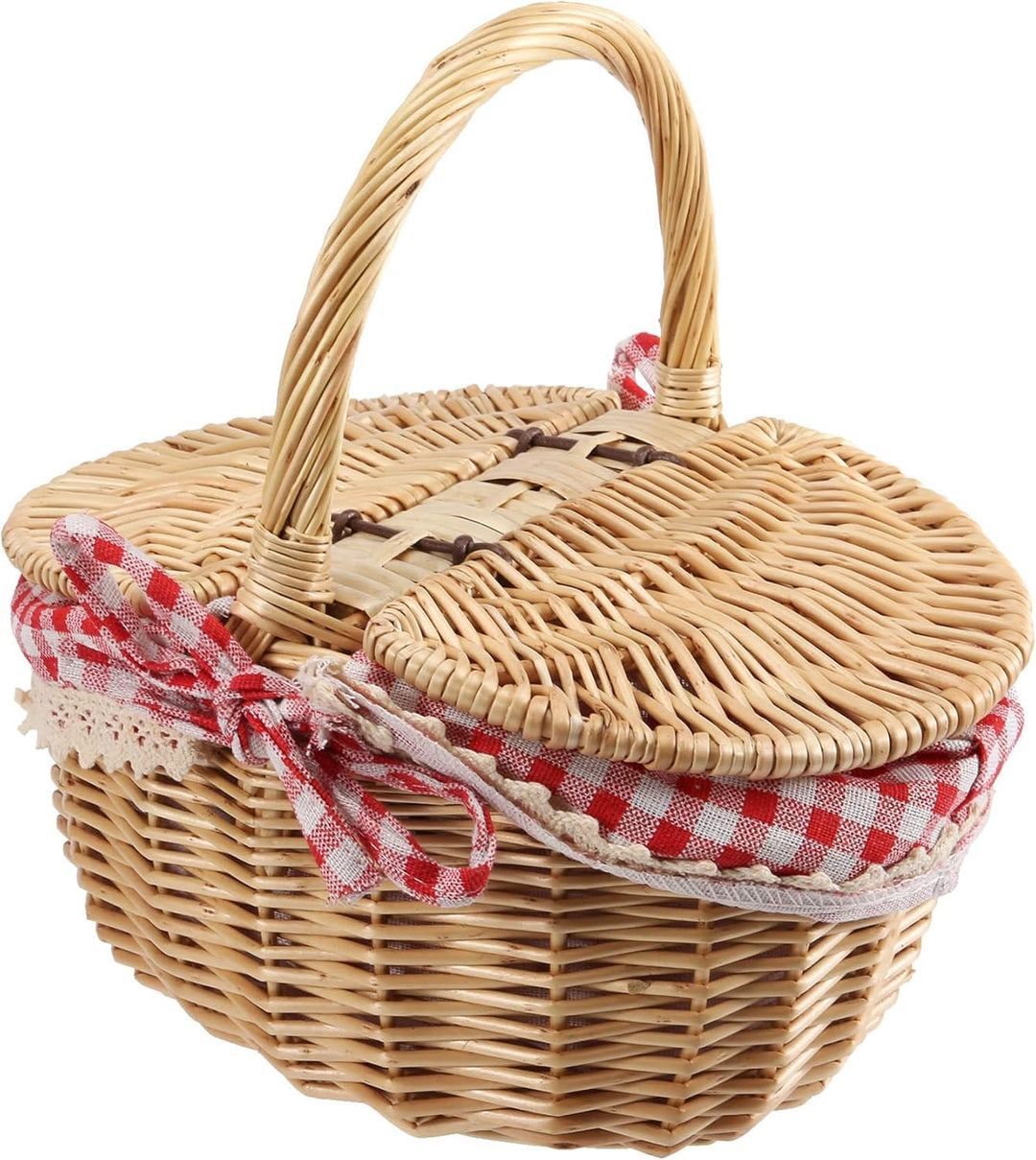 Happysnow Wicker Picknick Korb im Land Haus mit Deckel und & Liner für Picknicks, Partys und Grill A