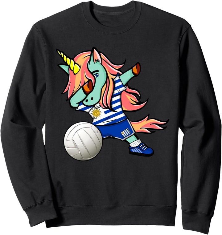 Dabbing Einhorn Uruguay Volleyball Uruguayische Flagge Sport Sweatshirt