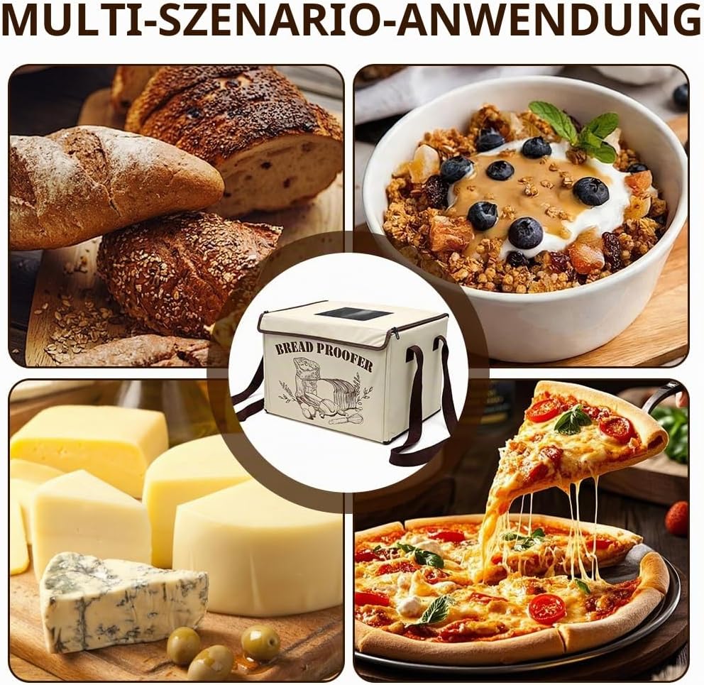 Brot Gärbox Sauerteig, Gärbox mit heizung für Brotteig Faltbare Teiggärbox Brot Gärschrank Einstellb