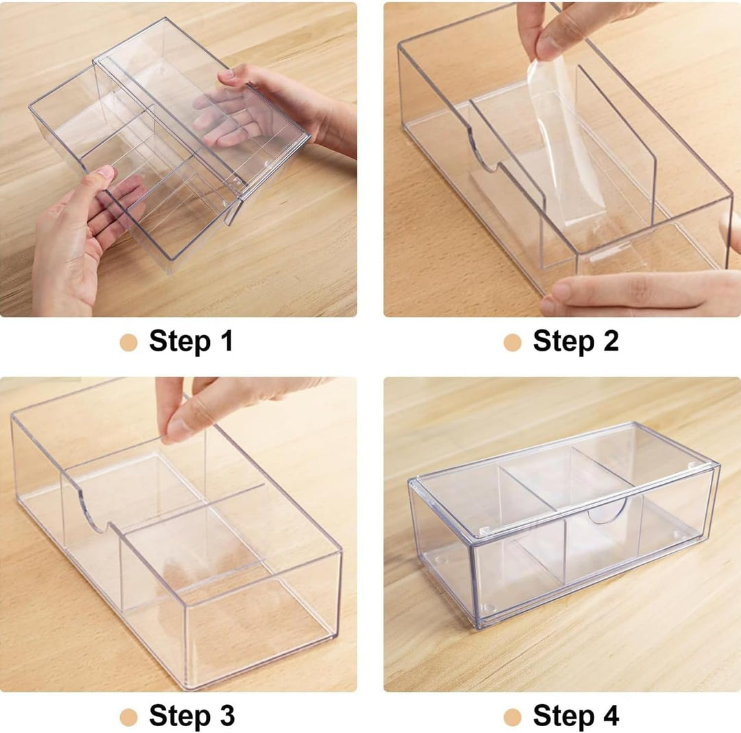 ALINK Badezimmer Organizer Mini mit Schubladen 3 Set, aus Acrylic stapelbar Transparent,für Kommode