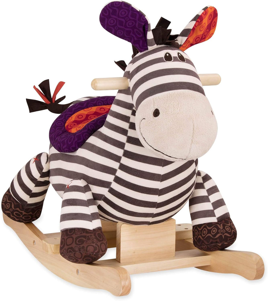 B. toys Schaukelpferd Zebra gestreift aus weichem Plüsch und hochwertigem Holz, Schaukeltier zum Dra