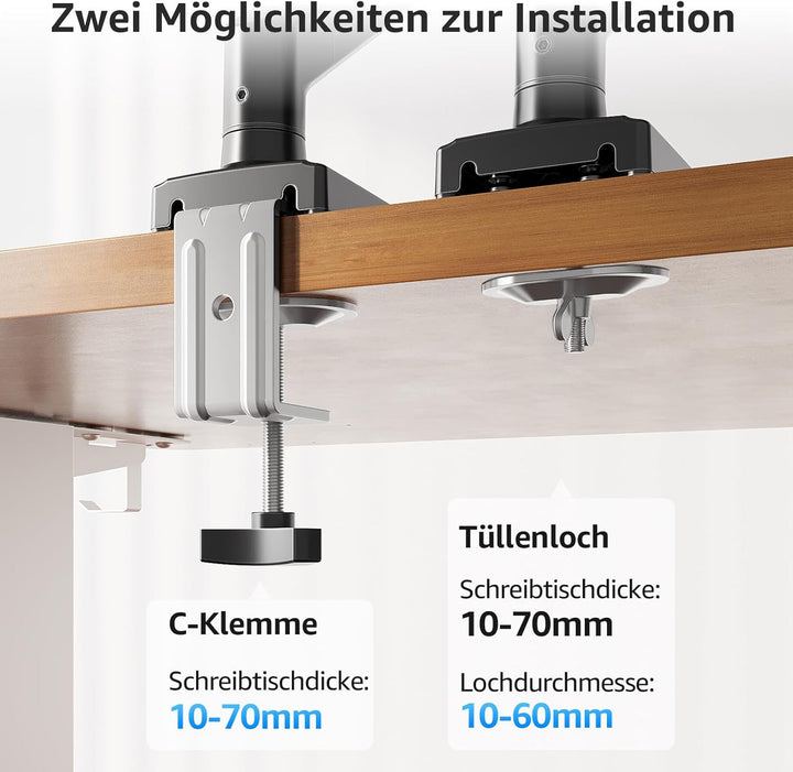 MOUNTUP Monitor Halterung mit Laptopablage, 2 in 1 verstellbare Laptop Armhalterung für 14-17 Zoll-N