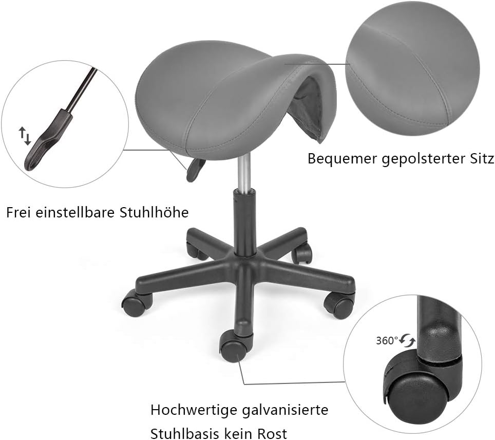 Mingone Sattelhocker Drehhocker Sattelstuhl Höhenverstellbar Bürohocker Ergonomisch Praxishocker mit