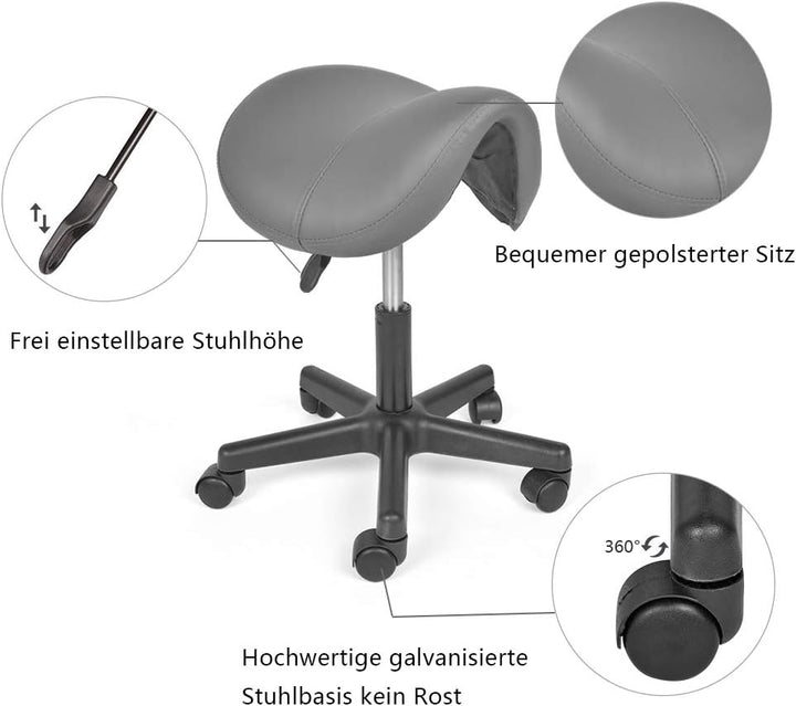 Mingone Sattelhocker Drehhocker Sattelstuhl Höhenverstellbar Bürohocker Ergonomisch Praxishocker mit