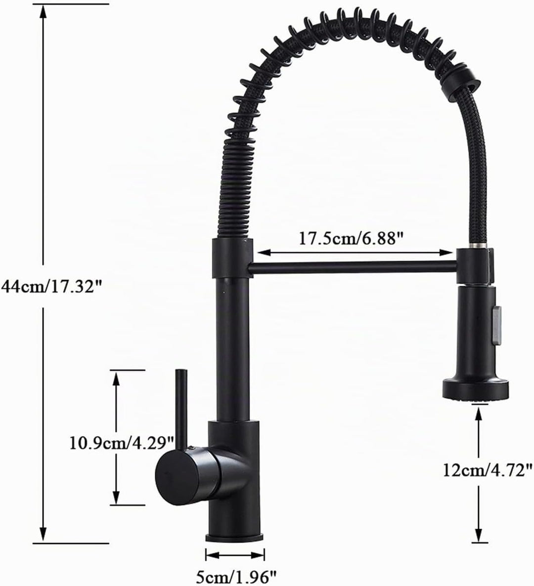 Wasserhahn Küche Hochdruck Küchenarmatur mit Brause Ausziehbar Schwarz Hoher Bogen Mischbatterie Küc
