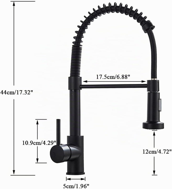 Wasserhahn Küche Hochdruck Küchenarmatur mit Brause Ausziehbar Schwarz Hoher Bogen Mischbatterie Küc