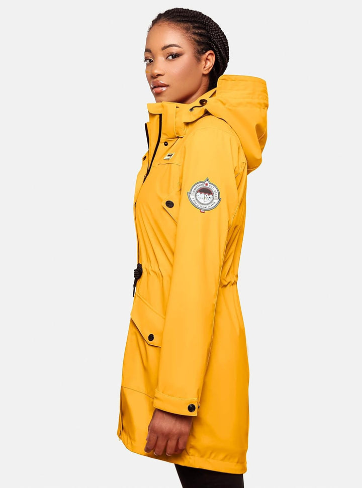 Navahoo Damen wasserdichter gefütterter Regenmantel Deike XS Amber Yellow, XS Amber Yellow