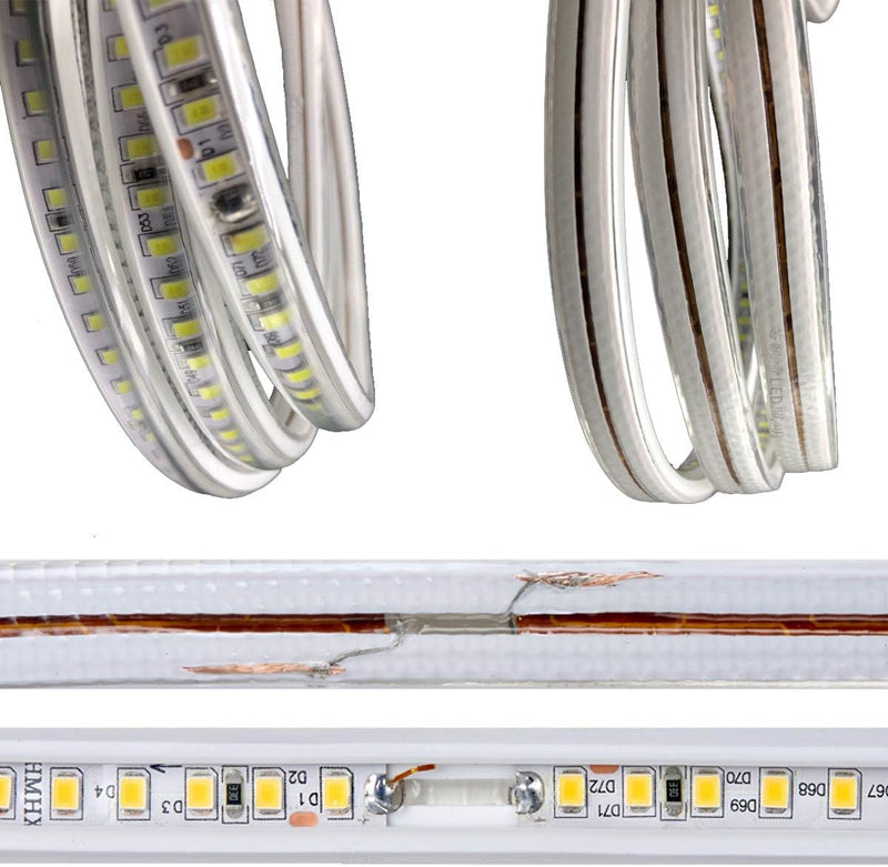 FOLGEMIR 5m Kalt Weiss LED Band, 2835 SMD 144 Leds/m Lichtleiste, 220V 230V Strip, sehr helle Beleuc