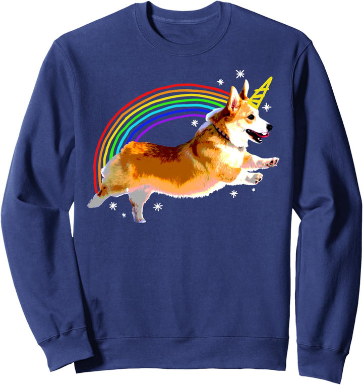 Unicorn Corgi Rainbow Doodle Funny Sweatshirt