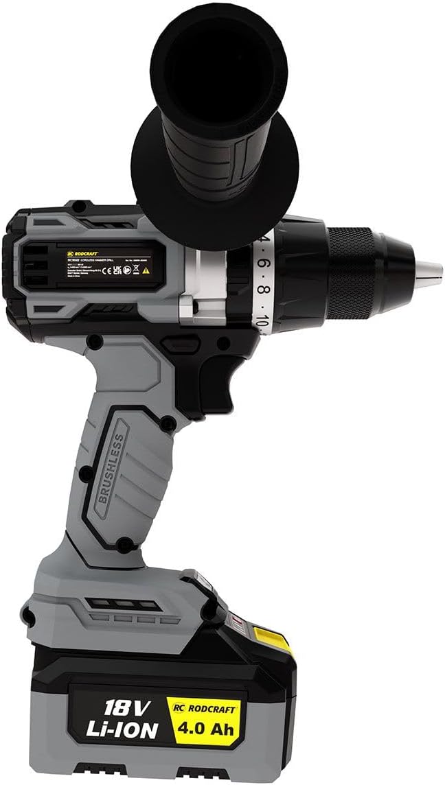 Rodcraft RC9042K4 Werkzeug-Set: 1x Akku-Bohrmaschine RC9042, bis 13 mm, 500-2000 U/min, LED-Licht, m