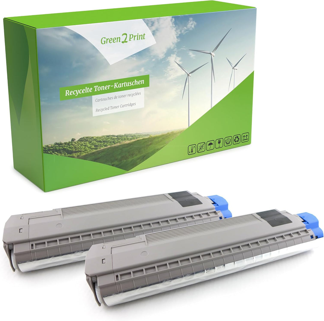 Green2Print Toner Doppelpack, 2 Kartuschen 2X 7000 Seiten ersetzt Oki 44844616 passend für Oki C822N