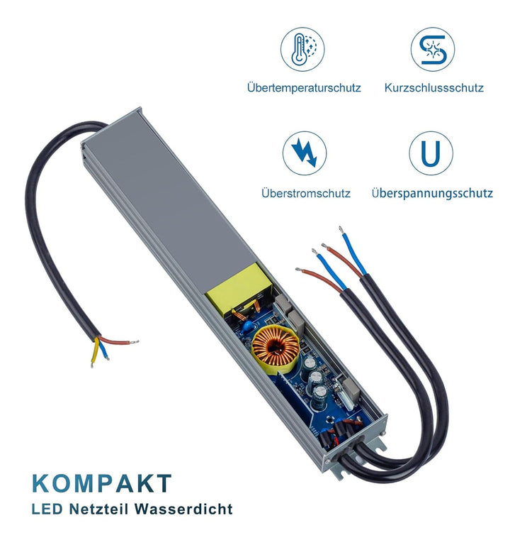 DUSKTEC LED Trafo 12V 300W Transformator IP67, Wasserdicht LED Netzteil Treiber AC 230V auf DC 12 Vo