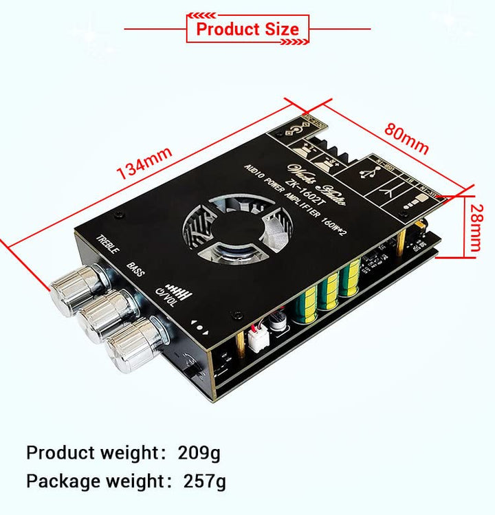 WANGCL 2 * 160W TDA7498E Leistungs-Subwoofer Stereo-Verstärker-Platine Bluetooth-kompatibel 2.0 K Kl