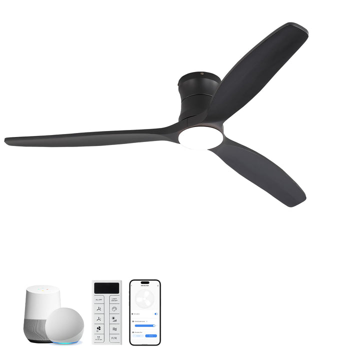 Sofucor Smart Deckenventilator mit Beleuchtung,132cm Massivholz Deckenventilator mit Licht, Alexa/AP