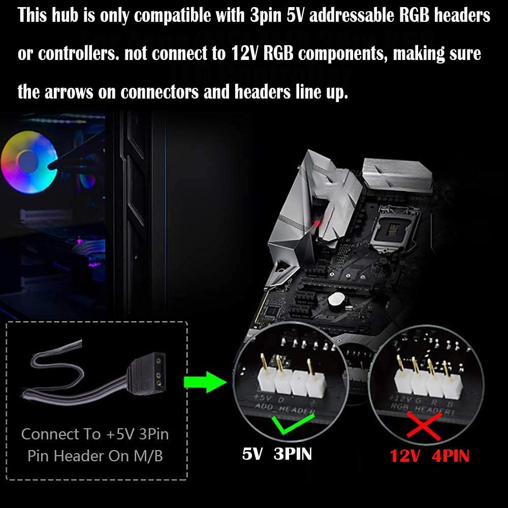 ARGB Controller, CTRICALVER 1 bis 11 Ports ARGB HUB, 5 V, 3 Pin RGB LED Splitter Hub mit SATA/IDE Po