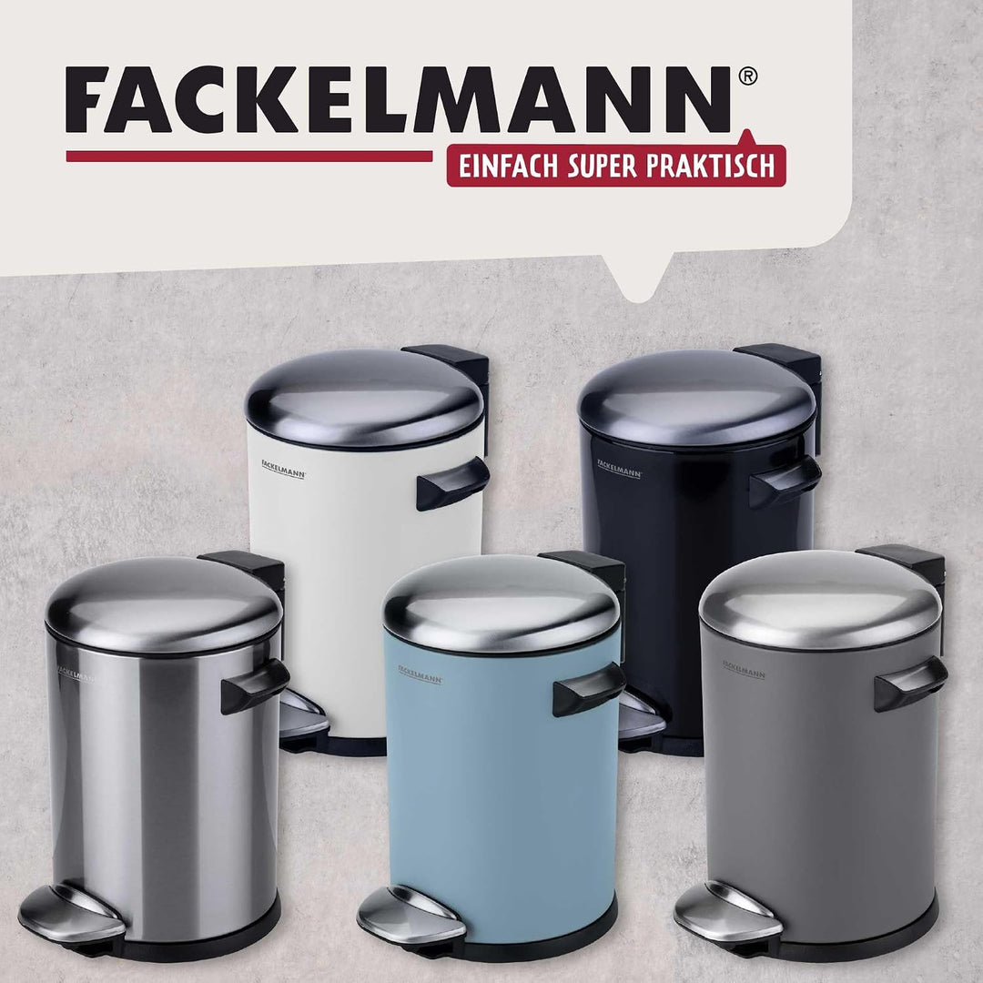 FACKELMANN PARIS Pedal-Abfallsammler 3L White mat – Eleganter Abfalleimer in Weiss, Integrierte Beut