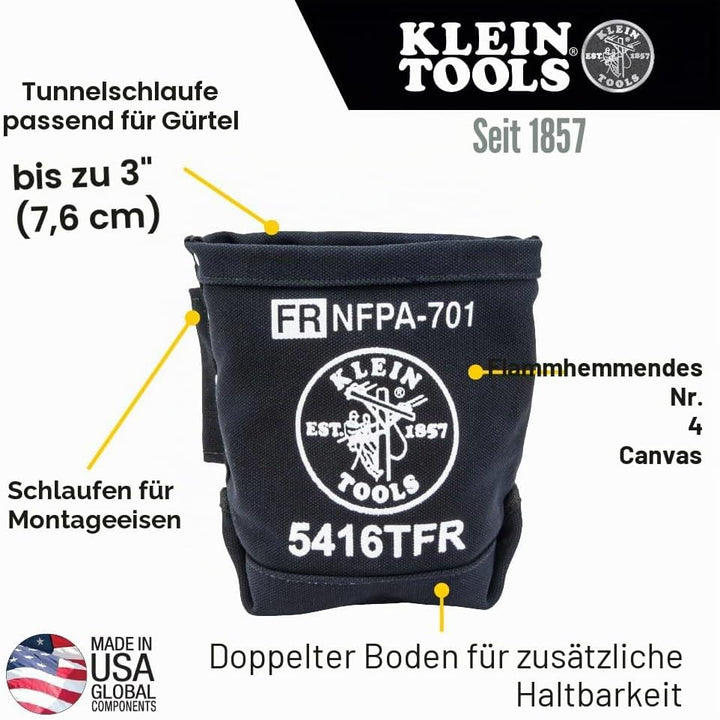Klein Tools 5416TFR Werkzeugtasche, schwer entflammbare Canvas-Tasche für Bolzenaufbewahrung mit dop
