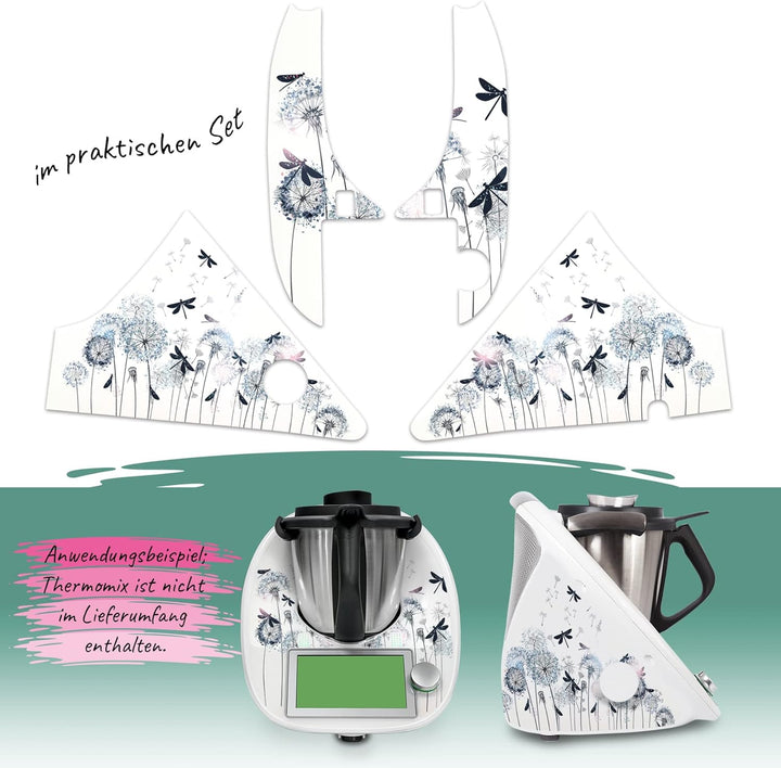 Deko Schutz Aufkleber kompatibel mit Küchenmaschine Thermomix TM6 Design Sticker Klebefolie Zubehör
