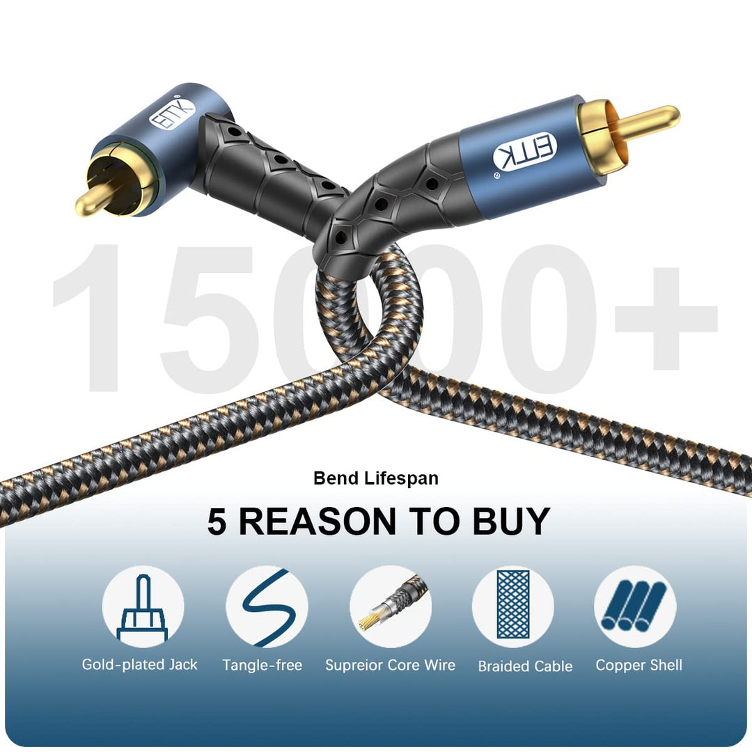 EMK Rechteckiges Subwooferkabel Cinch Kabel Winkelstecker Rca Cable Digitales Koaxialkabel RCA zu 90