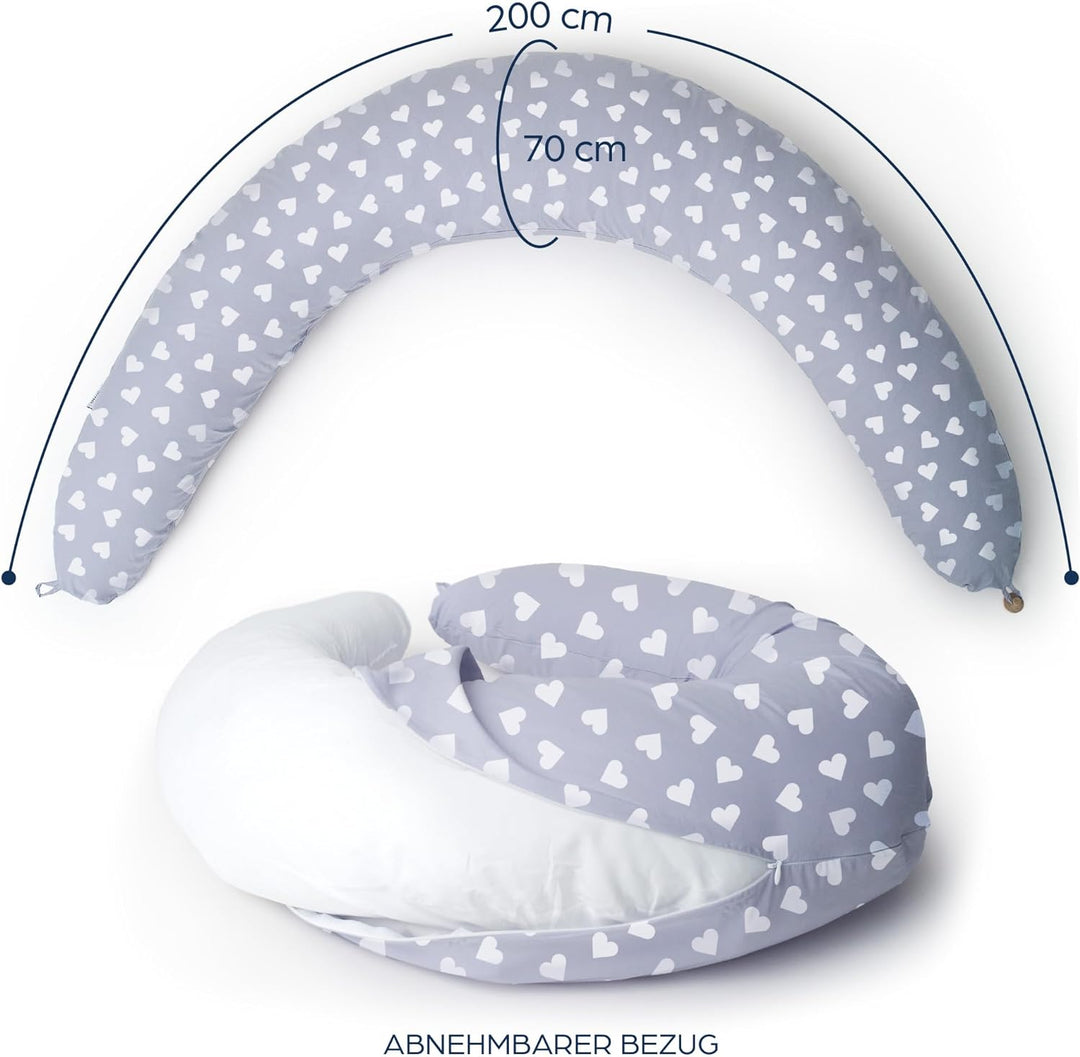 Niimo XXL Schwangerschaftskissen & Stillkissen - Seitenschläferkissen mit Bezug aus 100% Baumwolle,