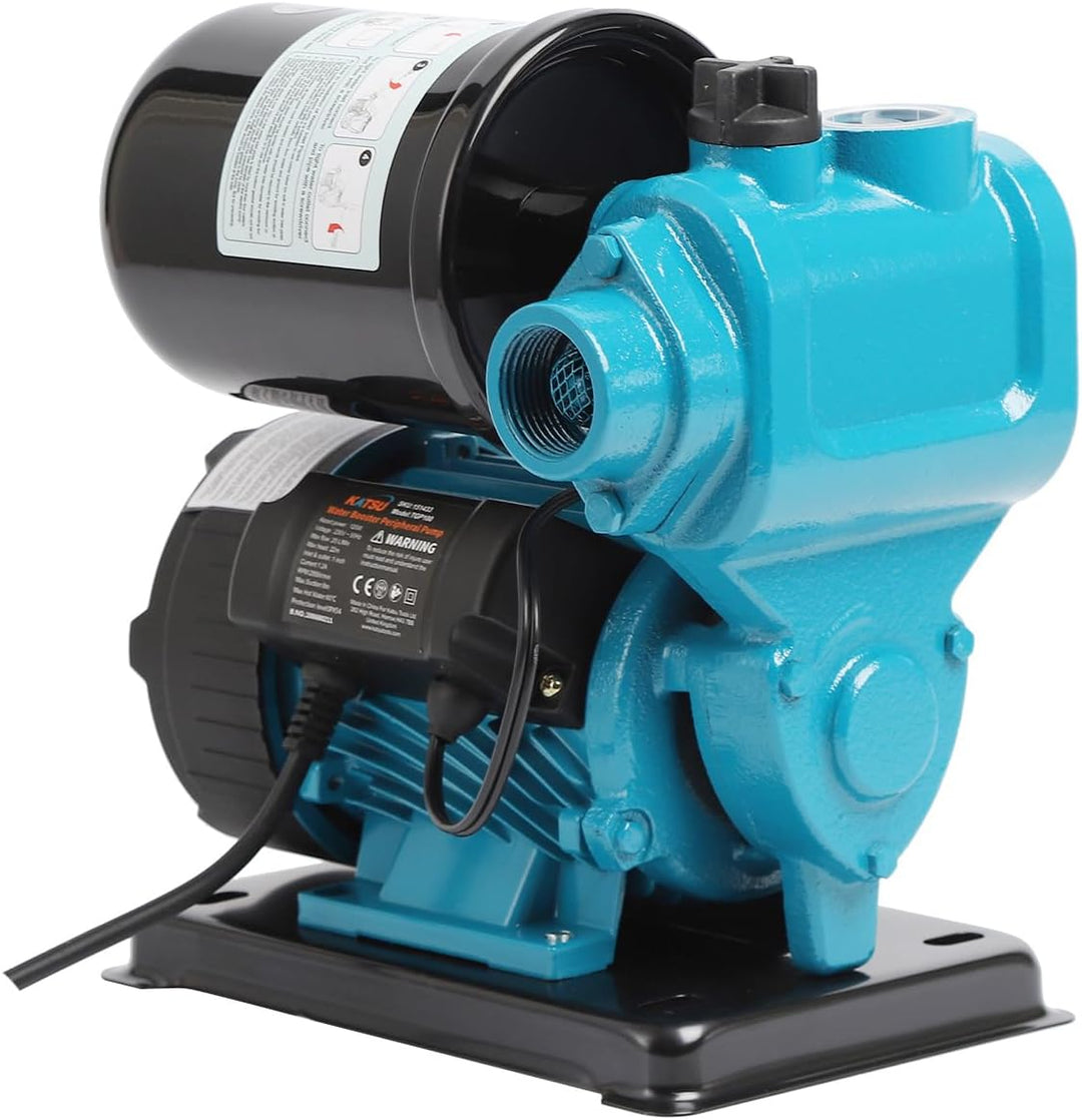 KATSU Wasserpumpe Hauswasserwerk Gartenpumpe 130W, Abschaltautomat mit einstellbarer Druckregelung,