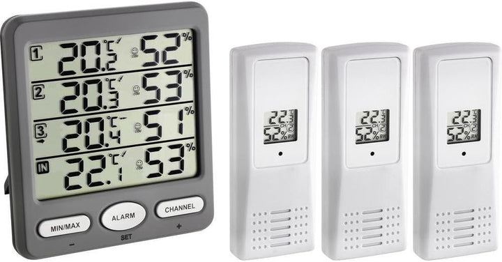 TFA Dostmann Funk-Thermo-Hygrometer Klima-Monitor TFA 30.3054 Raumklimakontrolle (grau mit Batterien