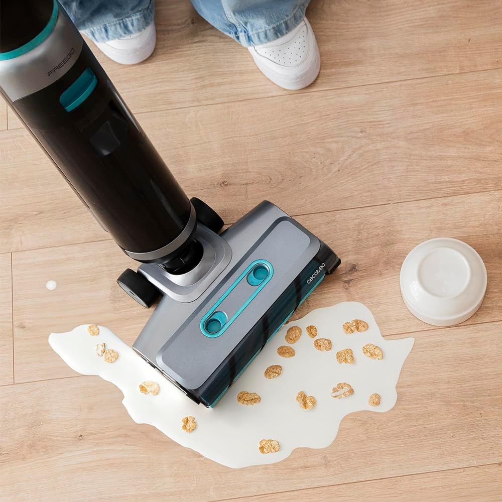 Cecotec Elektrischer Wischmopp mit Selbstreinigungsbasis FreeGo Wash&Vacuum Elite, 200 W, Schrubben