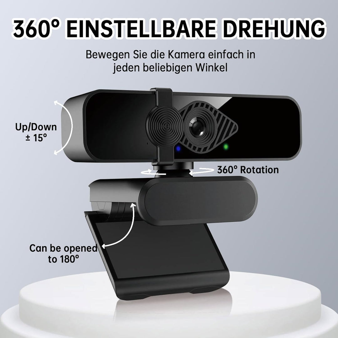 Makerstep Webcam for PC with Microphone HD 2K 1080P/30fps USB Webcam, Computer Camera with 120° View