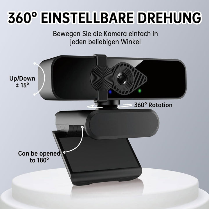 Makerstep Webcam for PC with Microphone HD 2K 1080P/30fps USB Webcam, Computer Camera with 120° View