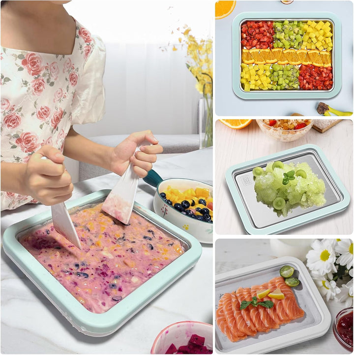 DBREAKS Eiscreme Roller Maker Pan, Eisplatte, Ice Cream Rolls Maker, Ice Rolls Maschine, Hausgemacht