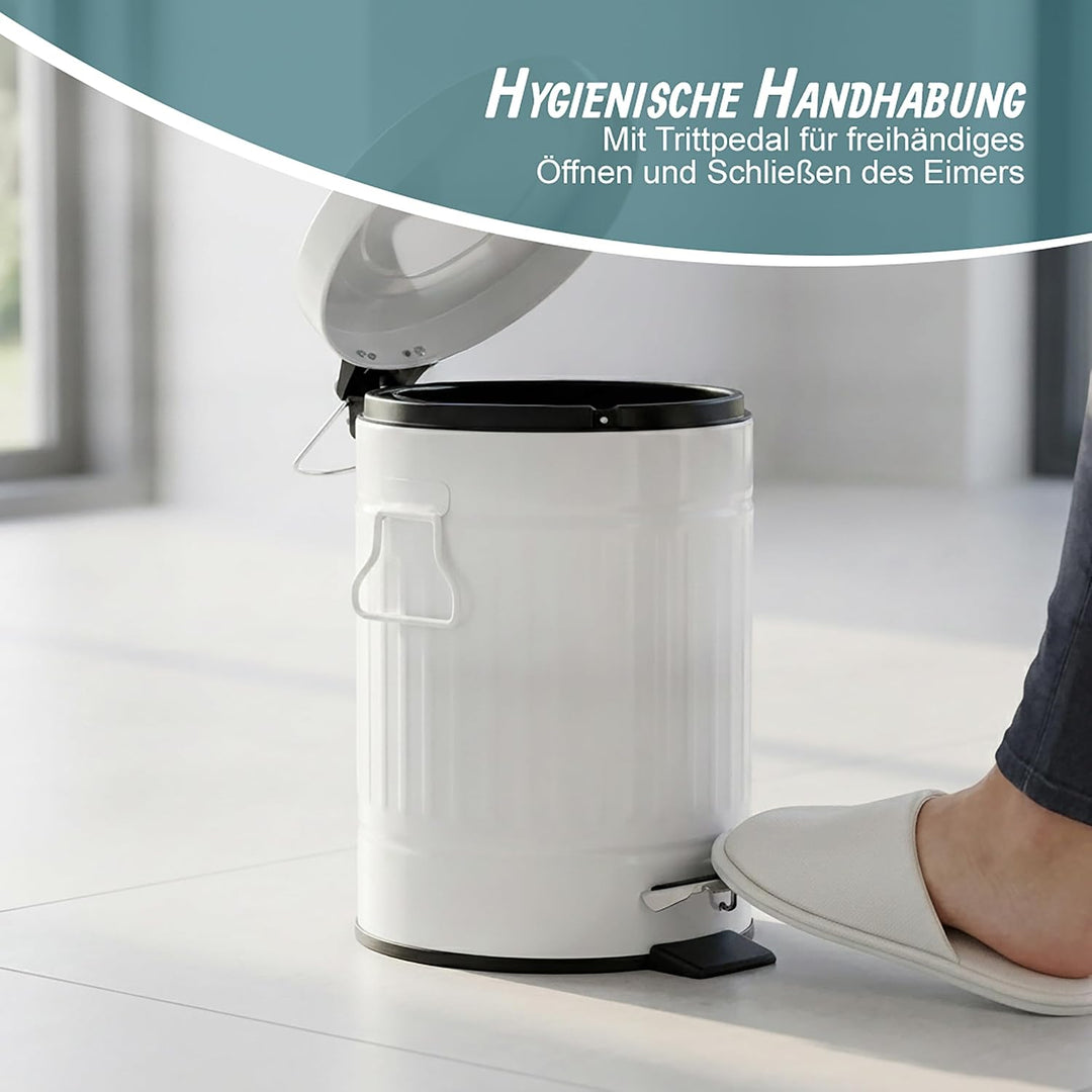 Relaxdays Treteimer Vintage, Abfalleimer für Küche oder Bad, aus Metall, mit Tretfunktion, Kosmetike
