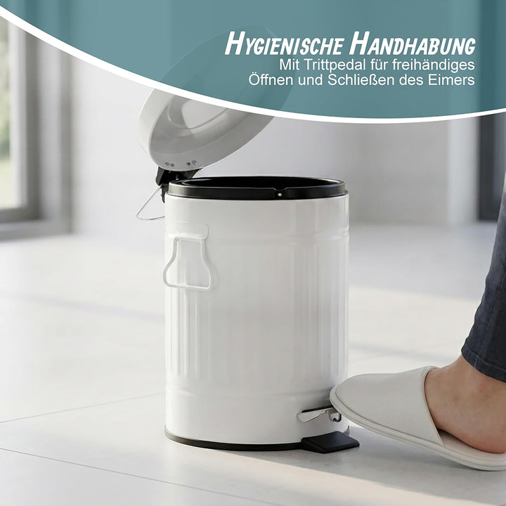 Relaxdays Treteimer Vintage, Abfalleimer für Küche oder Bad, aus Metall, mit Tretfunktion, Kosmetike