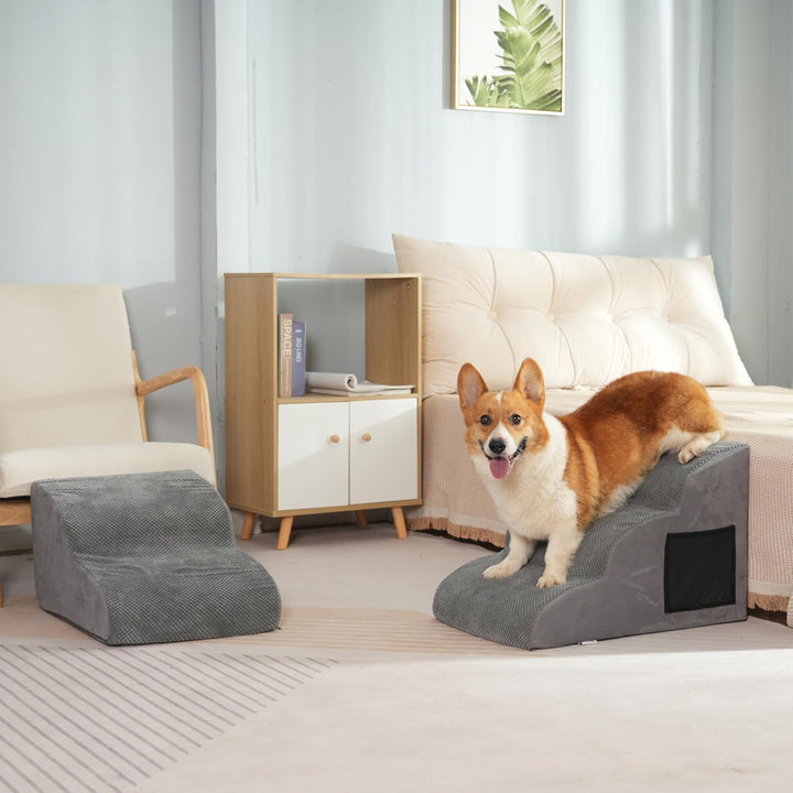 Hundetreppe für Kleine Hunde, 2-Stufen, Haustiertreppe mit Abnehmbarem, Hunderampe für Sofa Bett, Wa