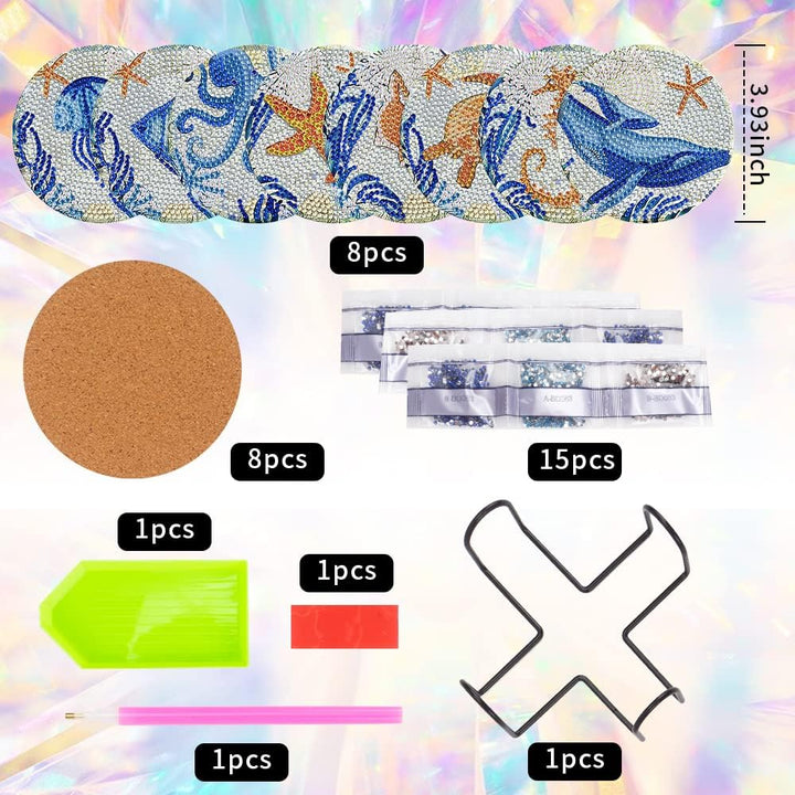 Diamond Painting Untersetzer, DIY Diamant Malerei Glasuntersetzer mit Halter, rutschfest Getränke Un