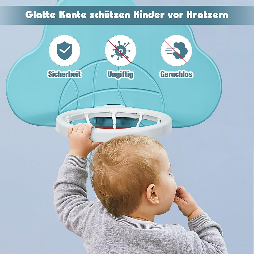 GOPLUS 3-in-1 Kinder Spielplatz, Basketballkorb &amp; Fussballtor &amp; Golfspiel, Höhenverstellbarer Basket