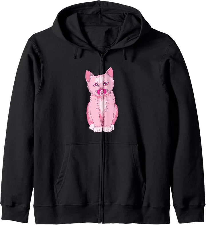 Niedliche rosa Babykatze mit Schnuller Kapuzenjacke