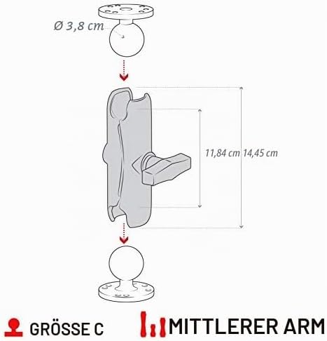 Double Socket Arm for 1.5 Ball