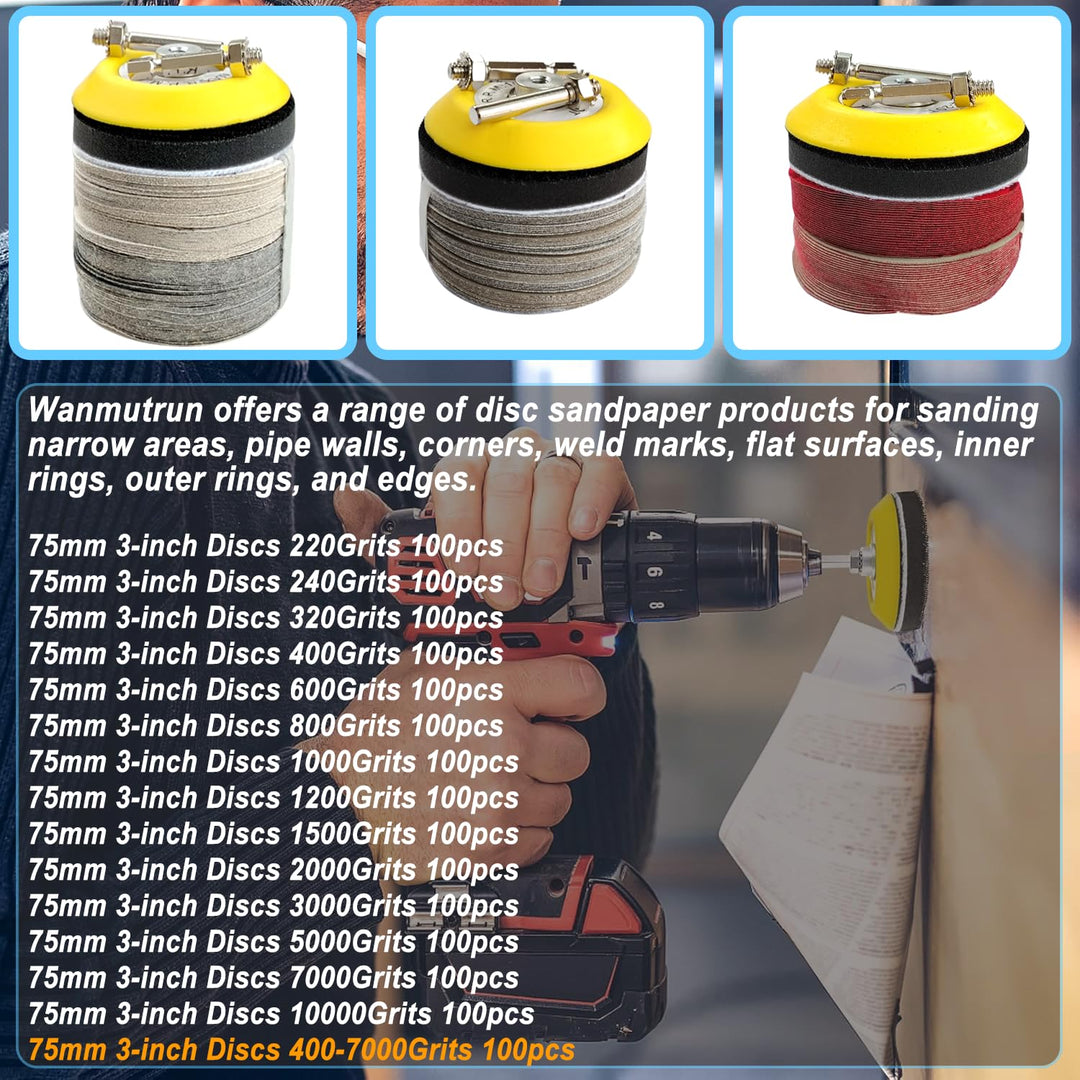 75mm Wasserfest schleifpapier Klett 100 Stücke Körnung 400 600 800 1000 1200 1500 2000 3000 5000 700