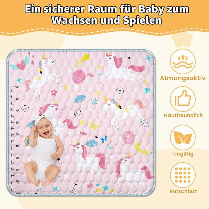 Baby Spielmatte, 127x127 cm Baby Krabbelmatte, Baby Faltbare Spielmatte, Krabbeldecke für Baby, Klei