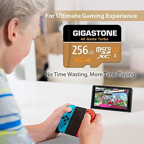 Gigastone 4K Game Turbo 256GB MicroSDXC Speicherkarte und SD Adapter mit A2 App-Leistung bis zu 100/