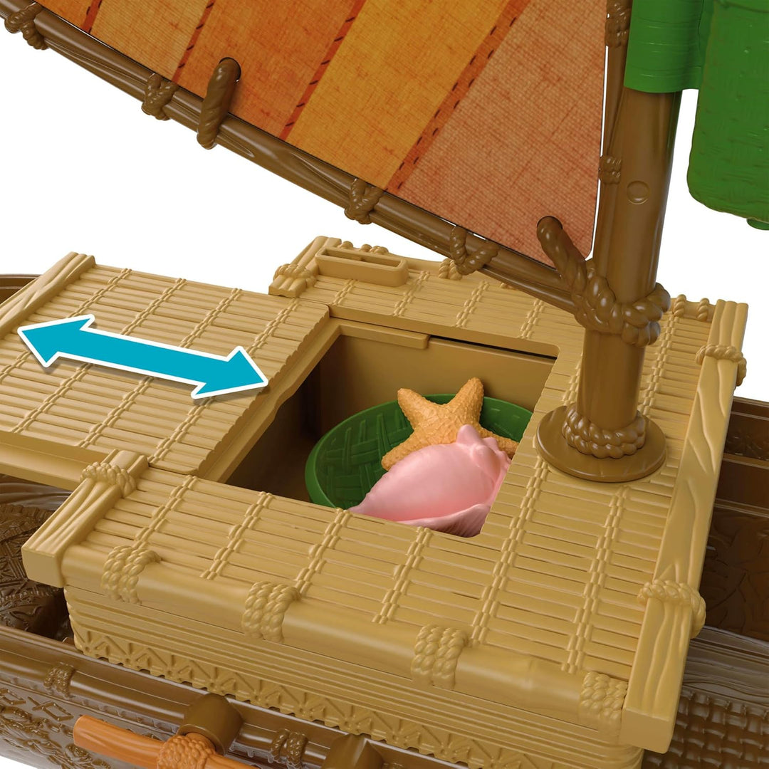 Mattel Disney Spielzeuge, Vaiana schwimmendes Boot-Spielset mit 5 Spielbereichen, 9 Zubehörteilen,