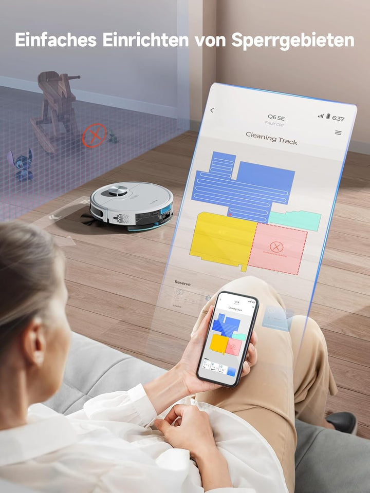 HONITURE Saugroboter mit Wischfunktion, Staubsauger Roboter mit Absaugstation, 5000Pa Saugkraft Saug