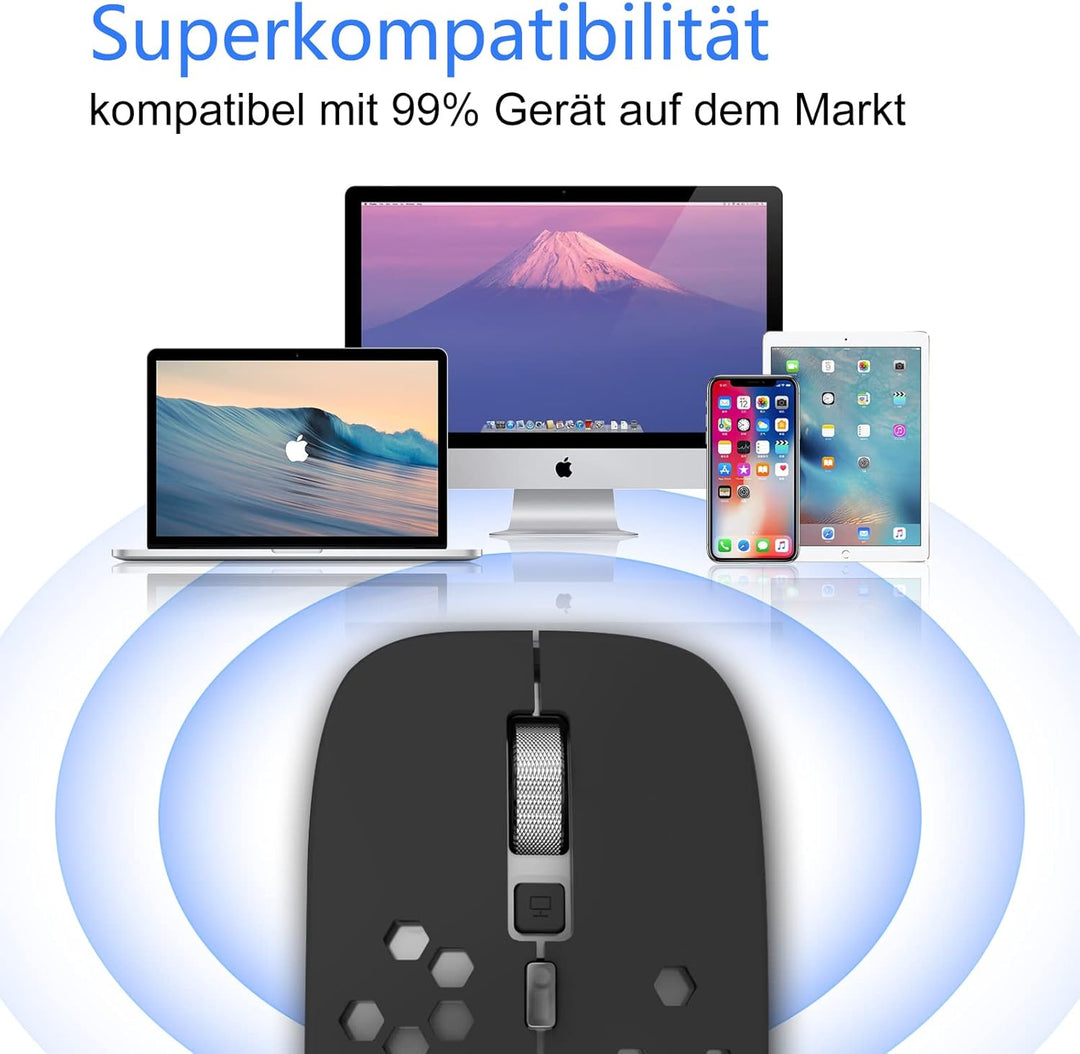 LED Bluetooth Maus Jiggler kompatibel mit Laptop/iPad/iPhone/Mac/PC/Tablet, Wiederaufladbare Leise M