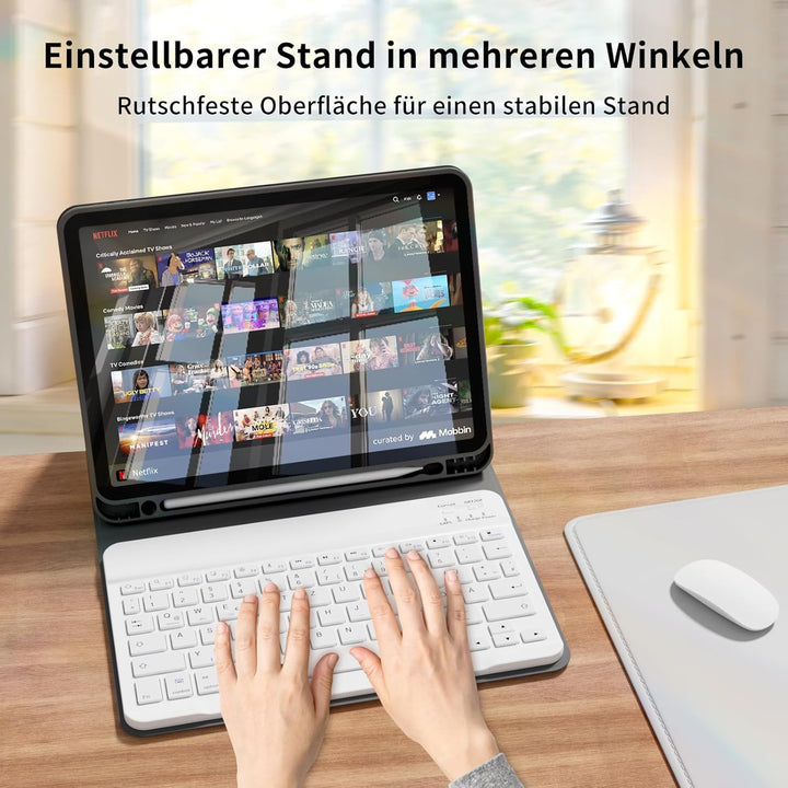 Hülle mit Tastatur für iPad Air 11 Zoll M4/M3/M2 (2026/2025/2024), iPad Air 5 4 2022/2020 10,9 Zoll,