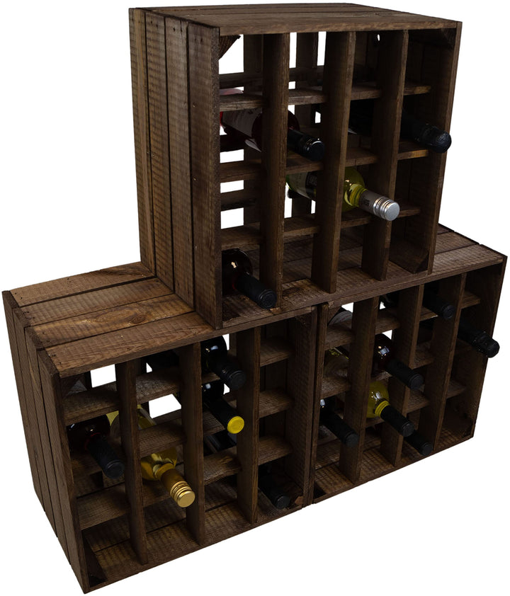 Kistenkolli Altes Land Weinregal 16er dunkel Masse 40x40x27cm Regalkiste Flaschenablage Weinregal Ap