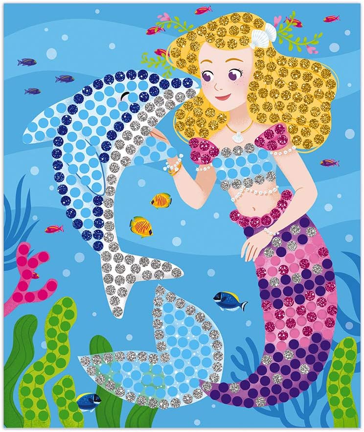 Janod - Mosaik-Set Delfin- und Meerjungfrauen - Les Ateliers du Calme - Set für kreative Freizeitbes